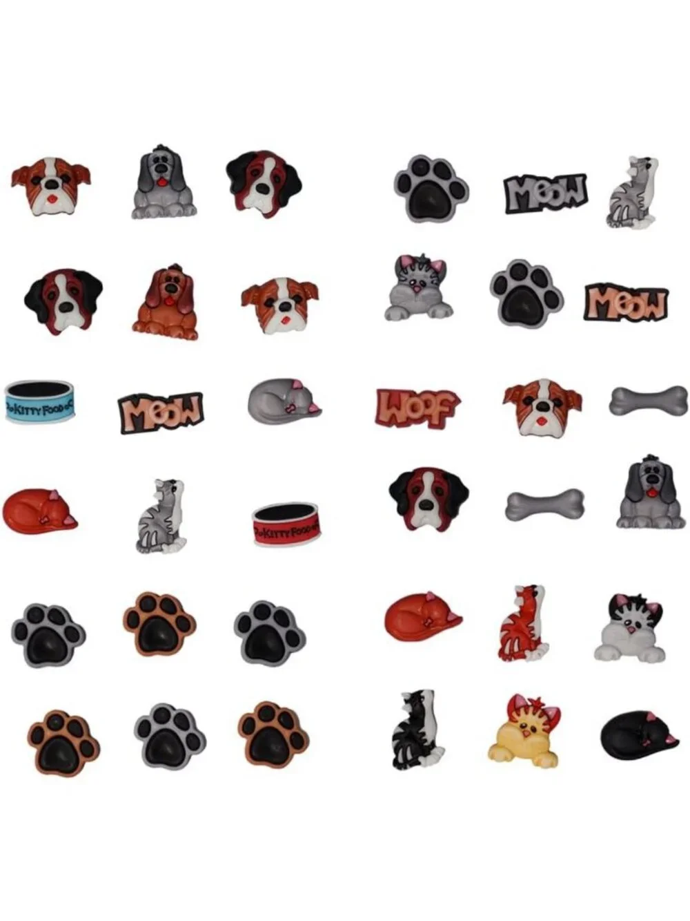Cute 3D Pet Buttons Set – 36-Piece for Sewing, Scrapbooking & DIY Crafts - Dogs